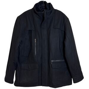 NWT Ron Chereskin Sig. Collection XL 70% Wool Black Coat Pockets Sweater Neck